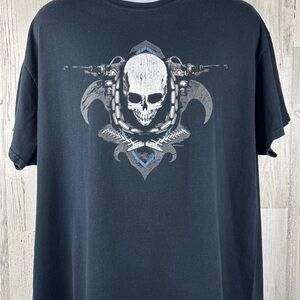 Black Skull Graphic Short-Sleeve Men's Shirt